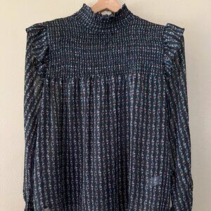 THML Floral Sheer Long Sleeve Blouse Size S